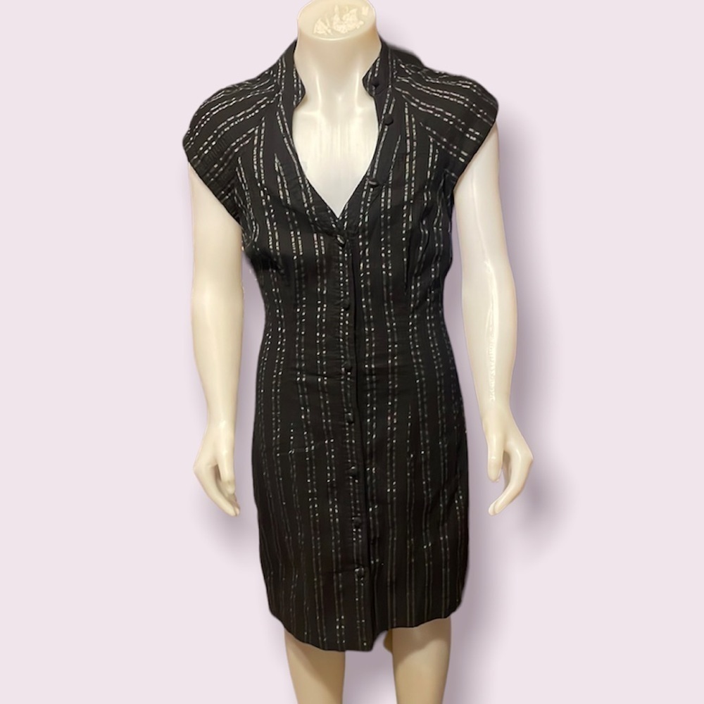 𝅺GUESS Mini Black Button Up Short‎ Sleeve Dress Small